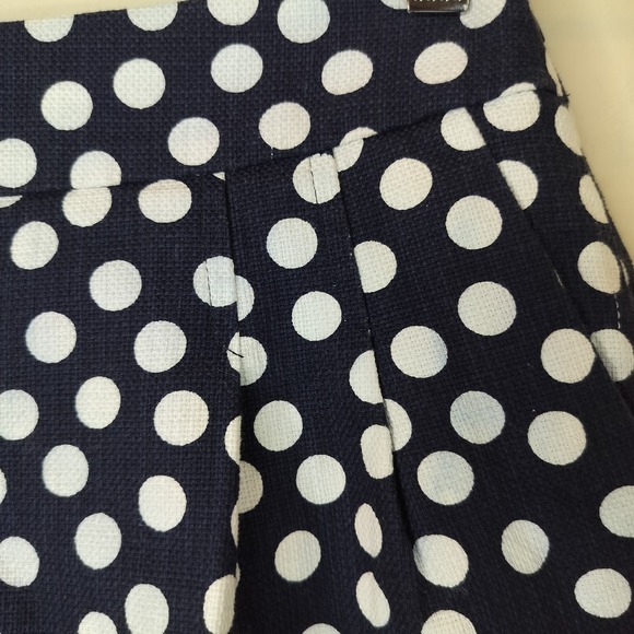 J Crew Navy +White Polka Dot Cotton Shorts Pleated Side Zip - Picture 3 of 5
